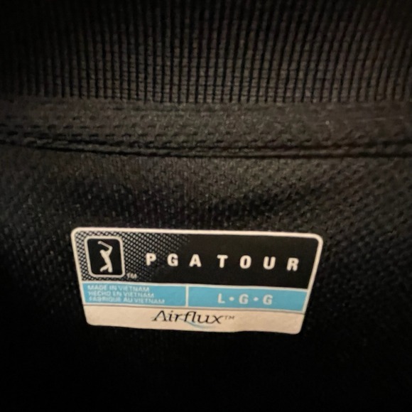 PGA Tour Men's Large Solid Black Long Sleeve Polyester Polo - Picture 2 of 10